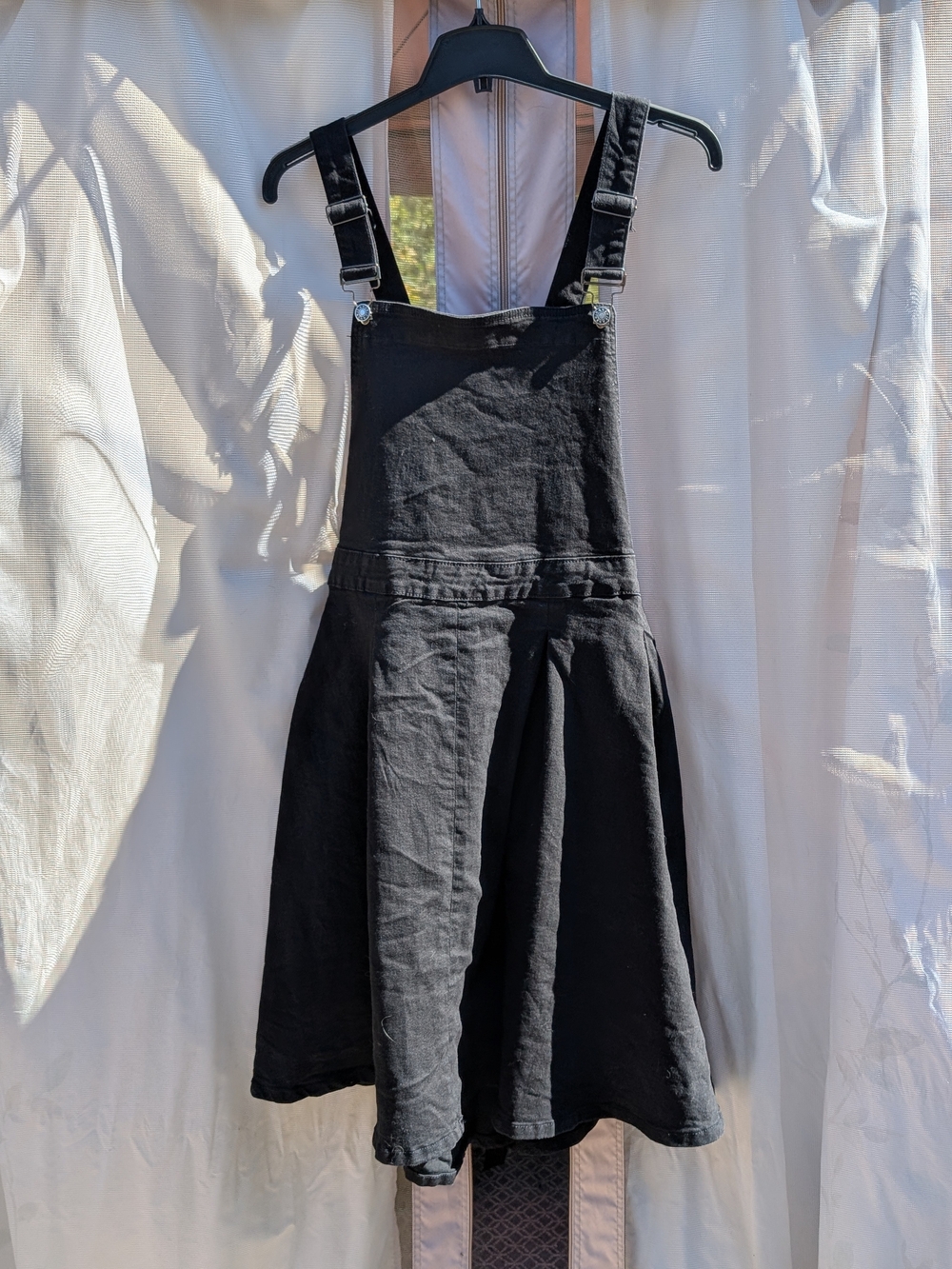 Women's Black Pinafore Dress with Adjustable Straps